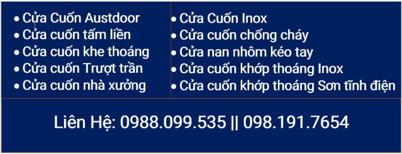 danh sách các loại cửa cuốn lắp đặt ở hưng yên